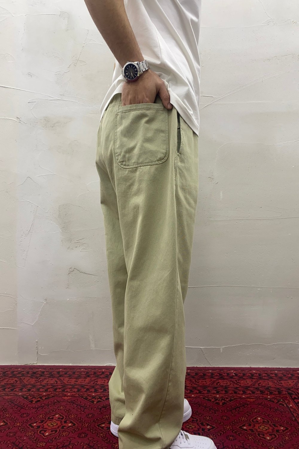 Bel Lastikli Gabardin Pantolon Yeşil