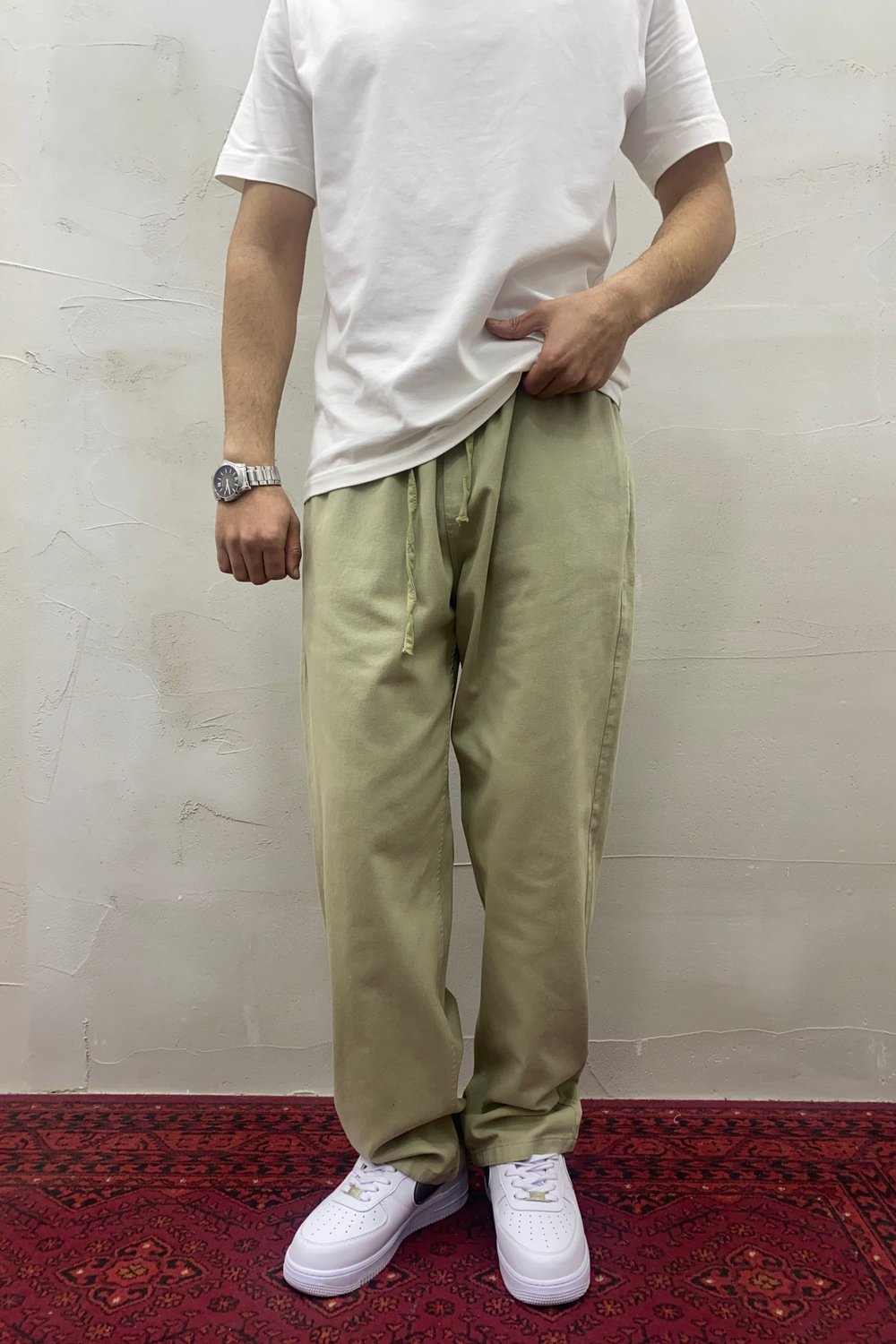 Bel Lastikli Gabardin Pantolon Yeşil