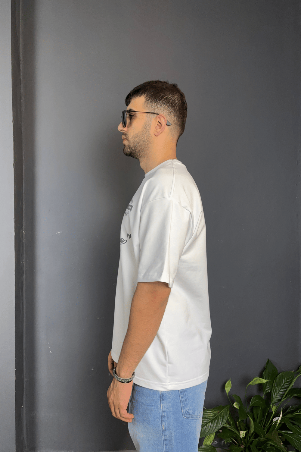 Beyaz Brooklyn Baskılı Tişört