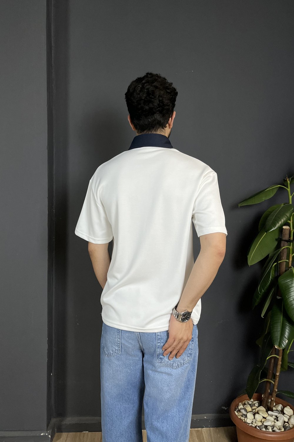 Beyaz Çift Patlı Regularfit Polo Yaka Tişört