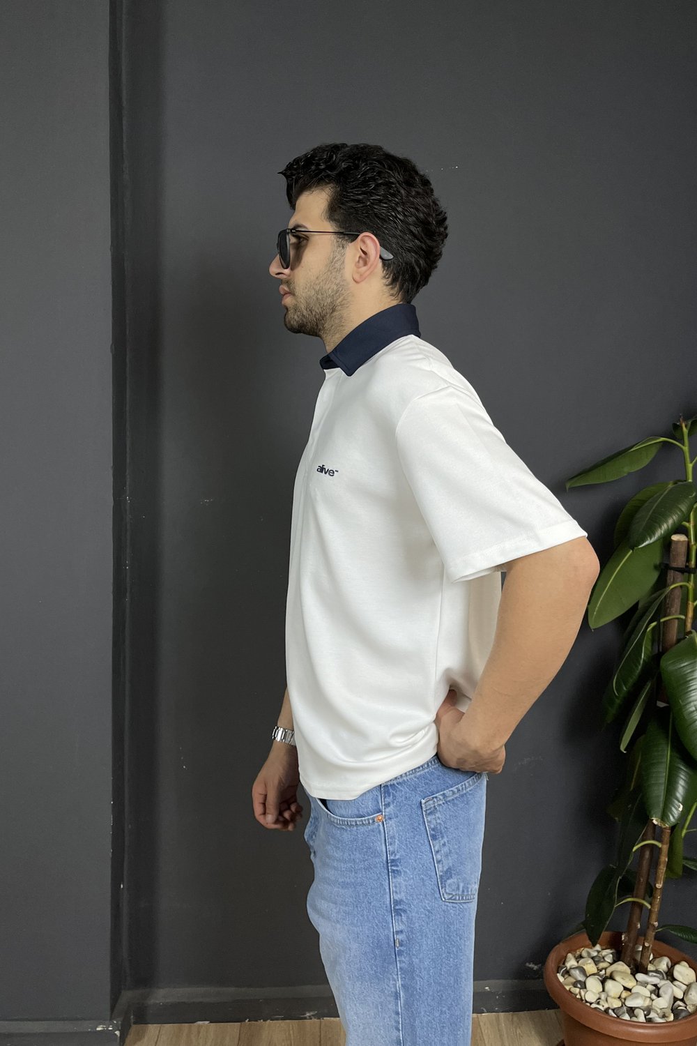 Beyaz Çift Patlı Regularfit Polo Yaka Tişört