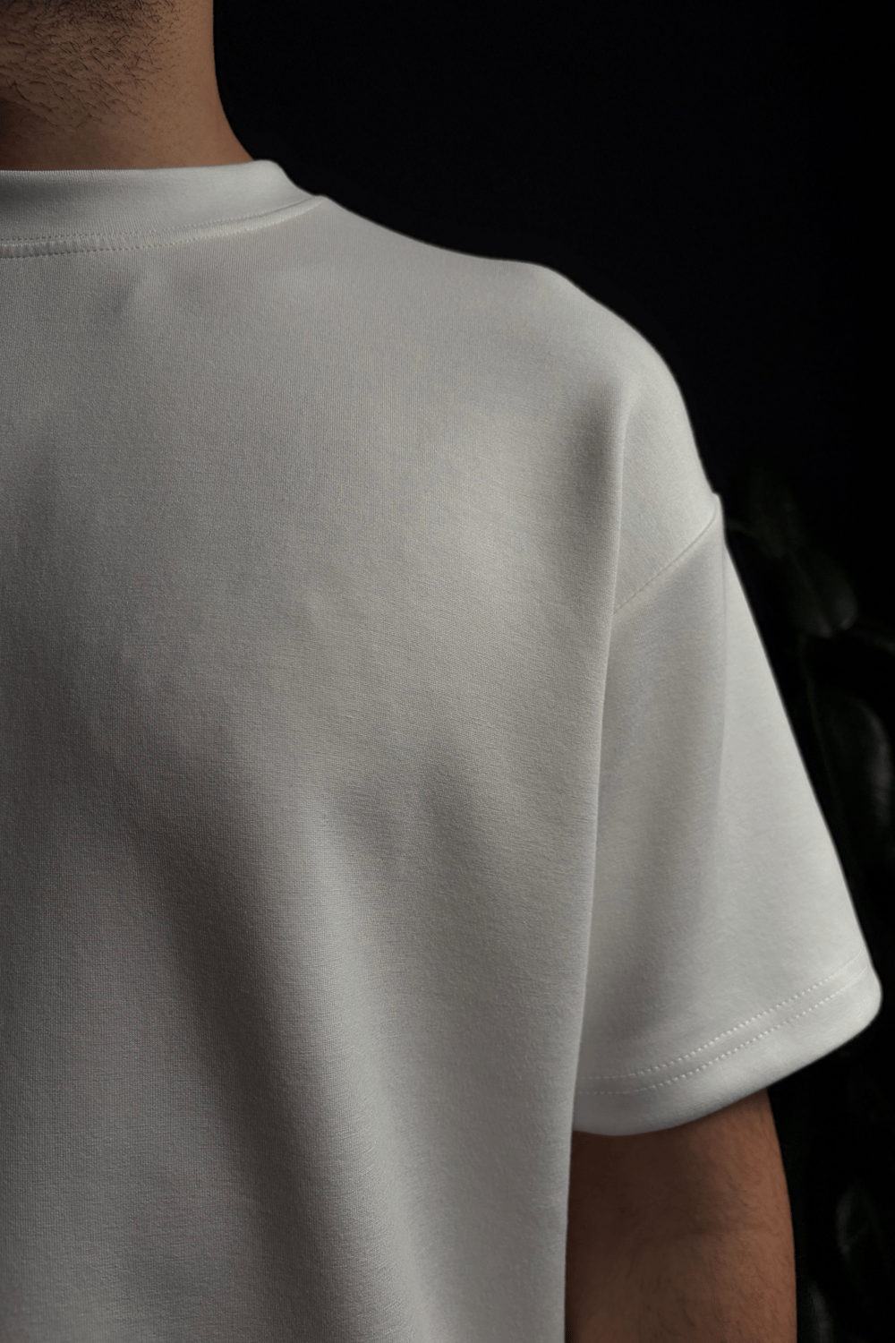 Beyaz Kalın Oysho Kumaş Yarım Oversize Tişört 