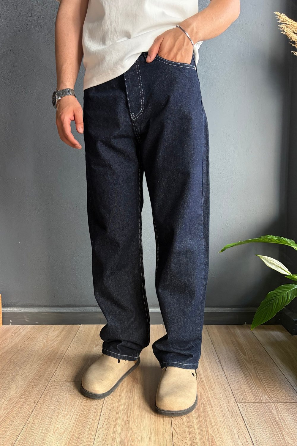 Dikiş Detaylı Regular Fit Jean Lacivert