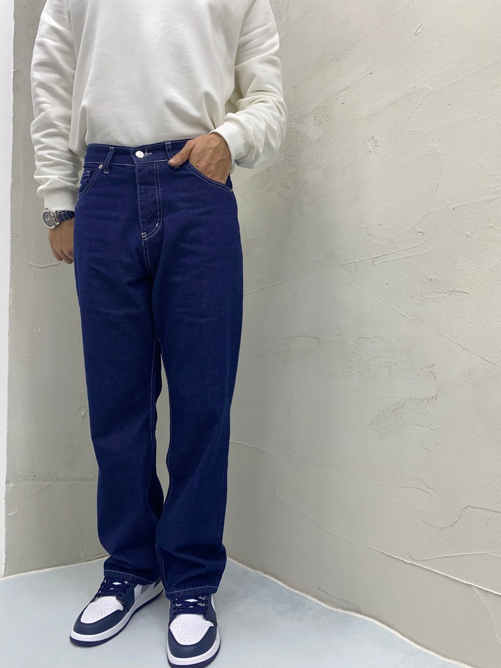 Dikiş Detaylı Regular Fit Jean Lacivert