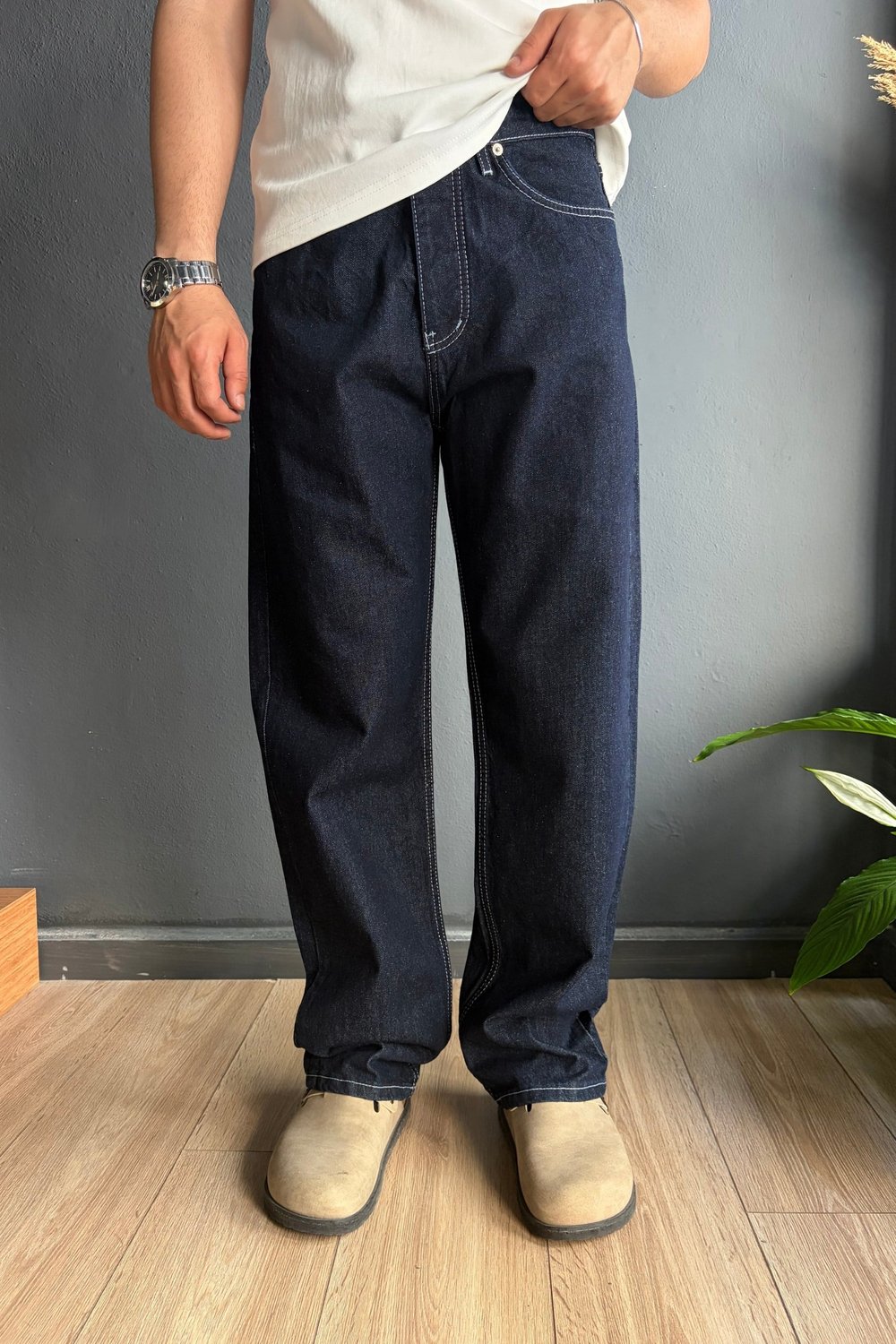 Dikiş Detaylı Regular Fit Jean Lacivert
