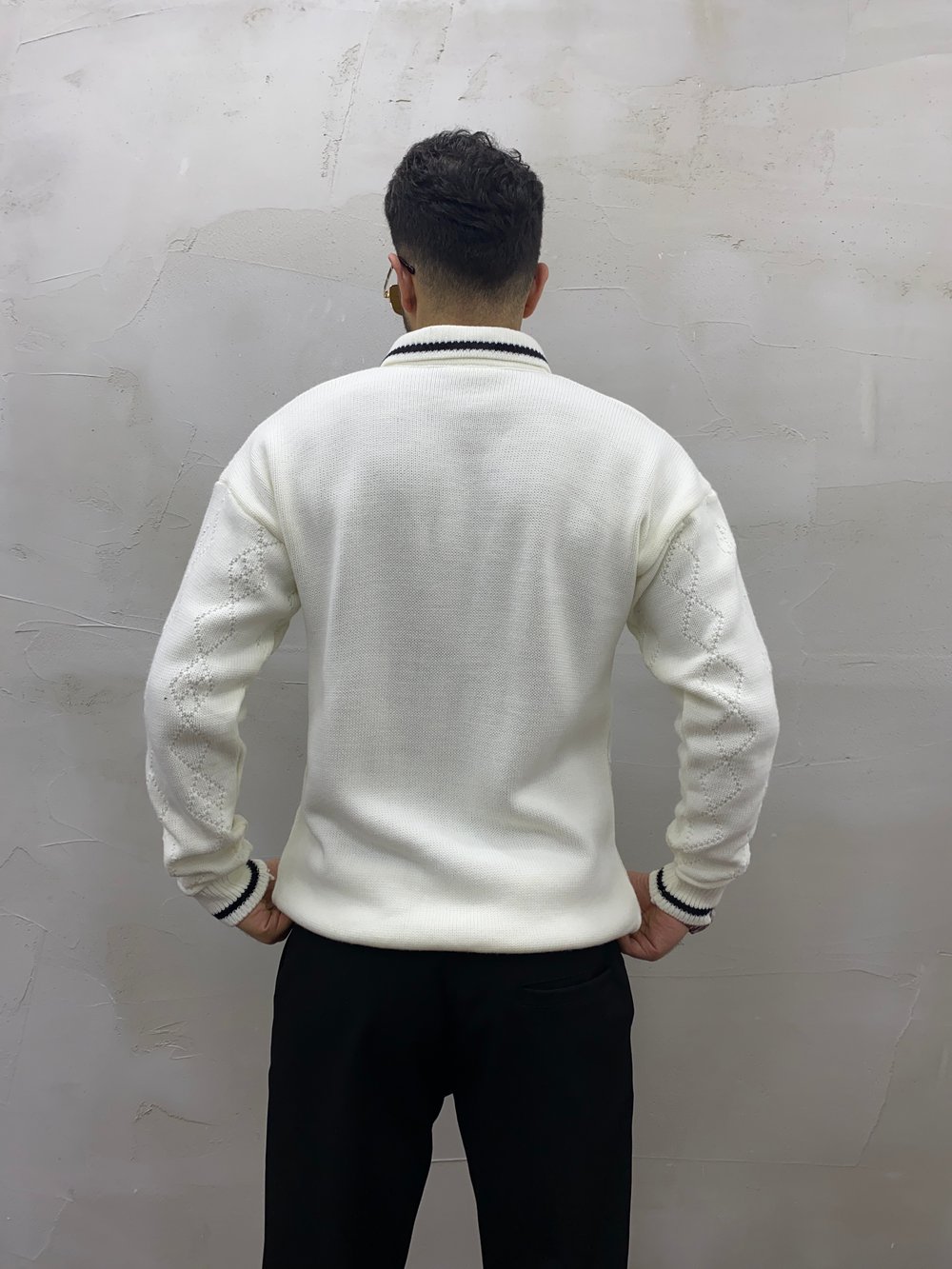 Ekru Polo Yaka Triko Kazak