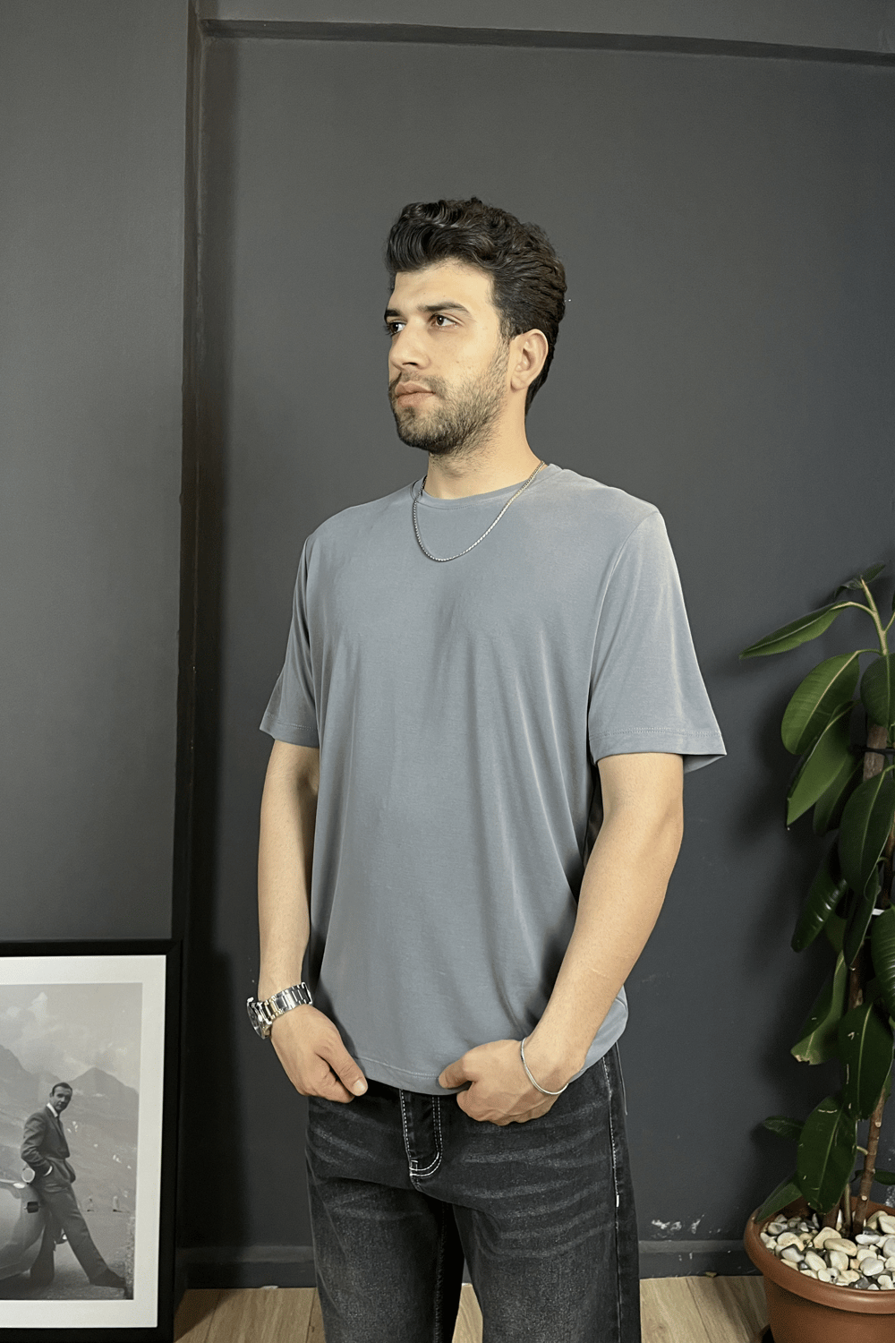 Füme Modal Basic Tişört