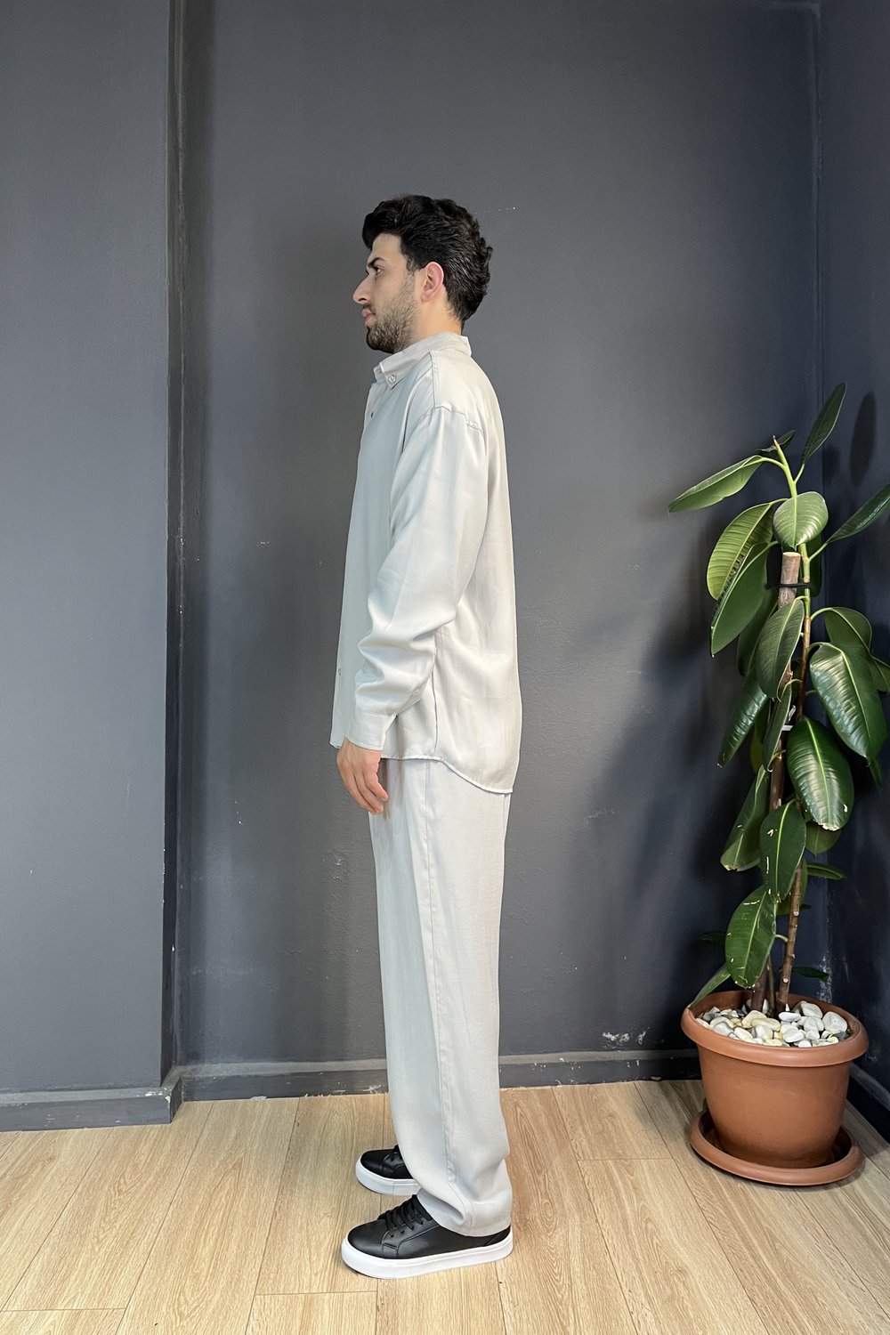 Gri Oversize Modal Takım