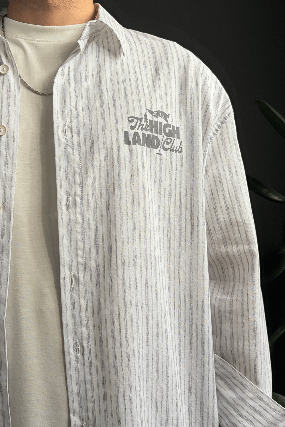 Gri The Nıgh Land Club Oversize Tasarım Gömlek