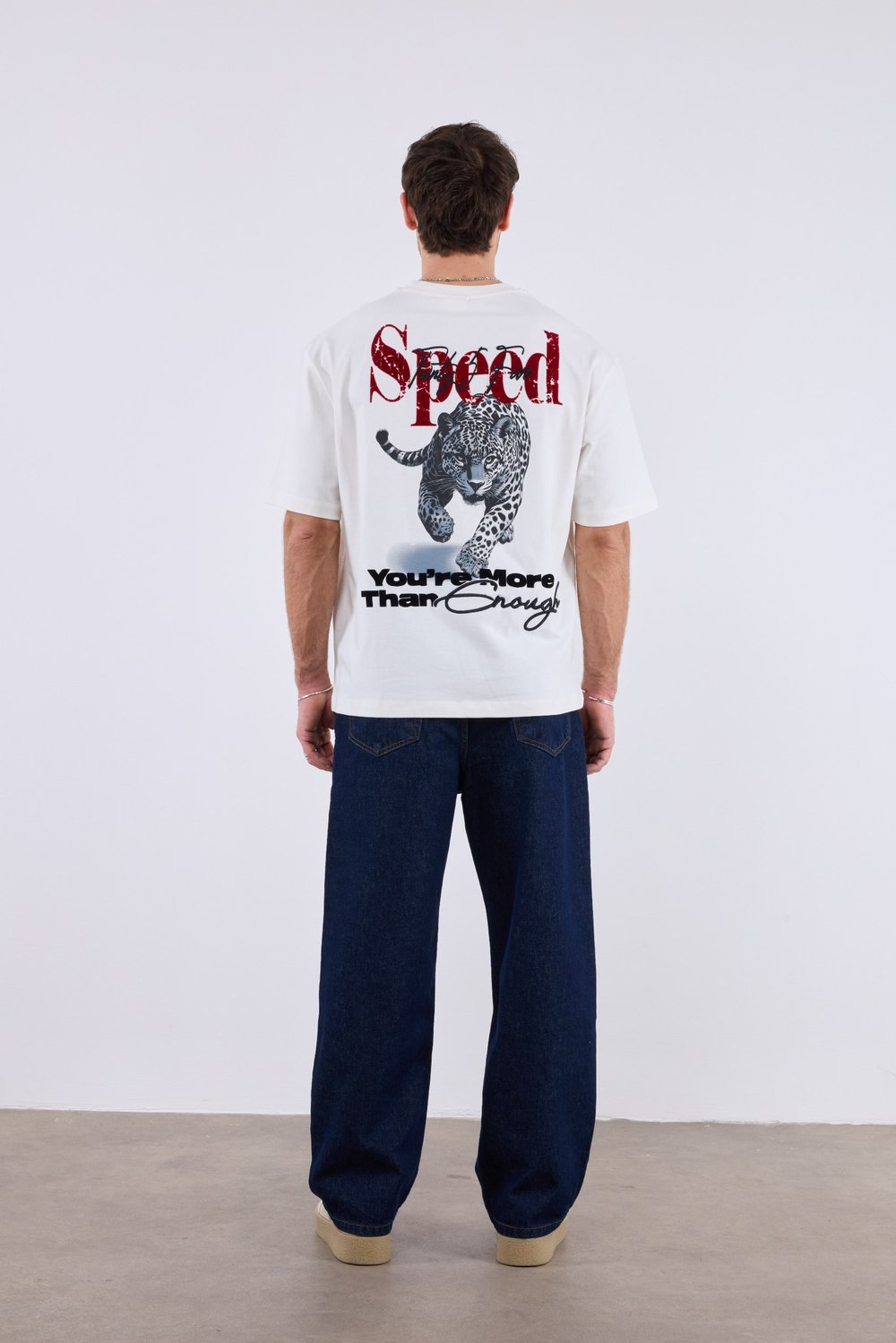 Jaguar Sırt Baskılı T-Shirt Beyaz