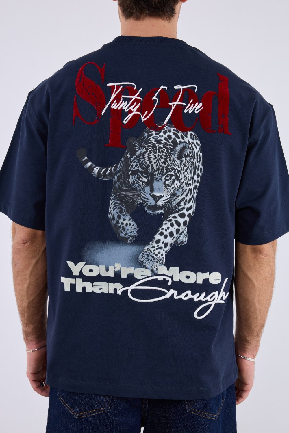 Jaguar Sırt Baskılı T-Shirt Lacivert