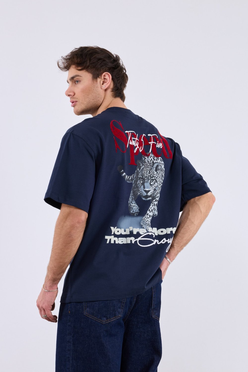 Jaguar Sırt Baskılı T-Shirt Lacivert
