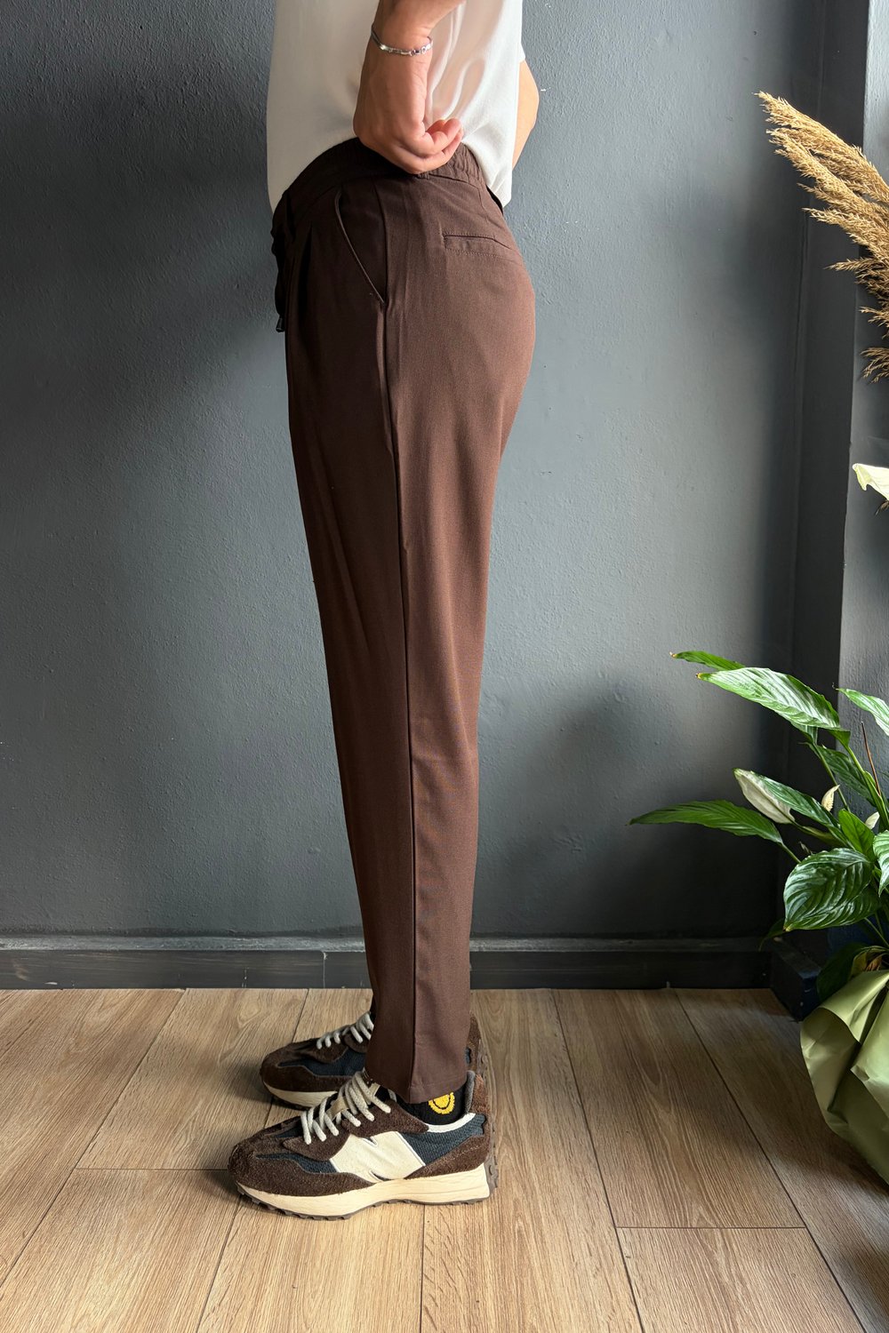 Kahverengi Boyfriend Kumaş Pantolon
