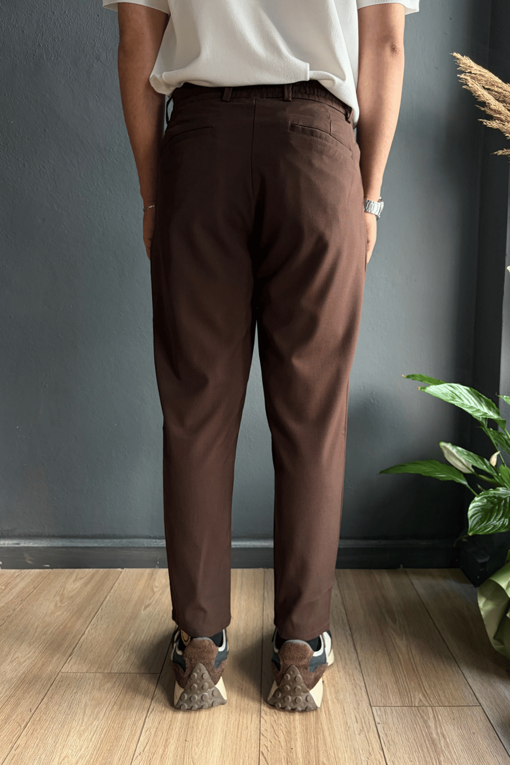 Kahverengi Boyfriend Kumaş Pantolon