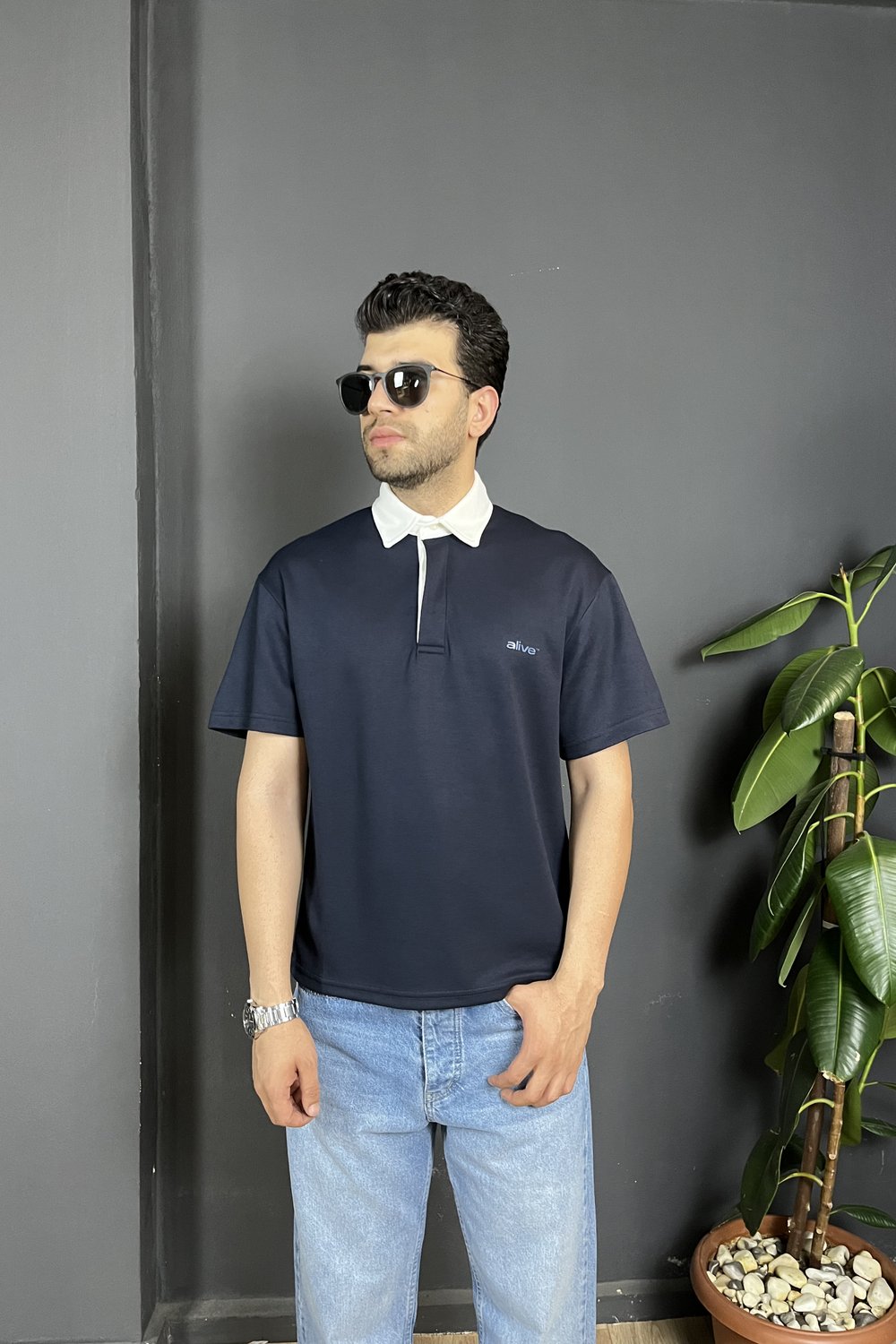 Lacivert Çift Patlı Regularfit Polo Yaka Tişört
