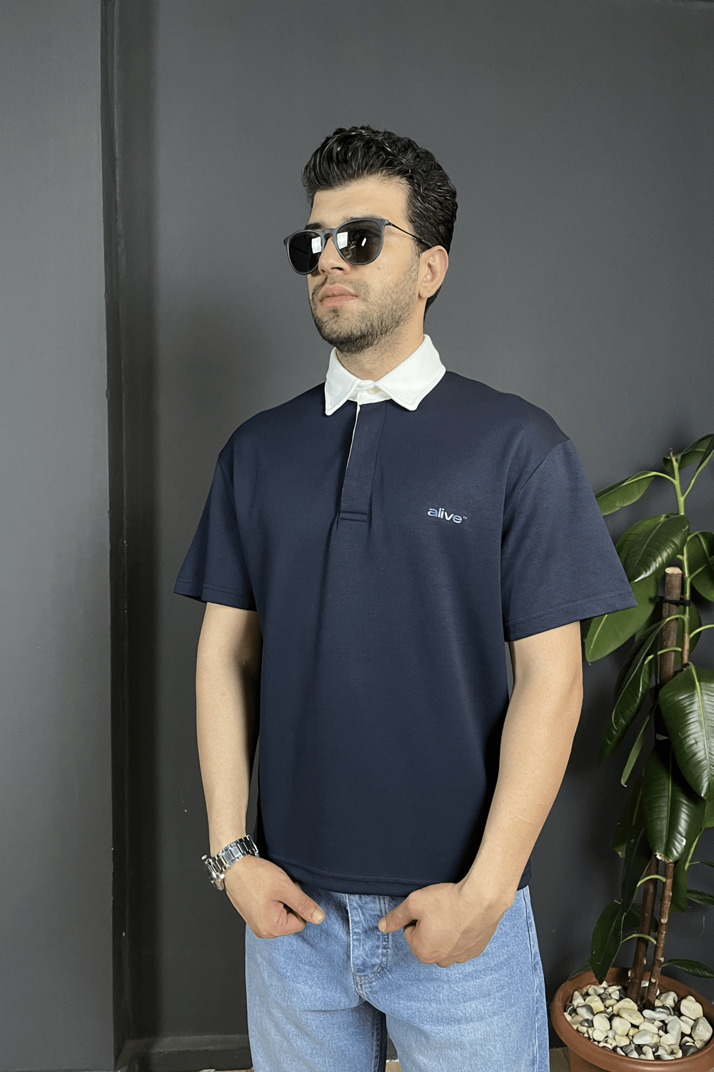 Lacivert Çift Patlı Regularfit Polo Yaka Tişört