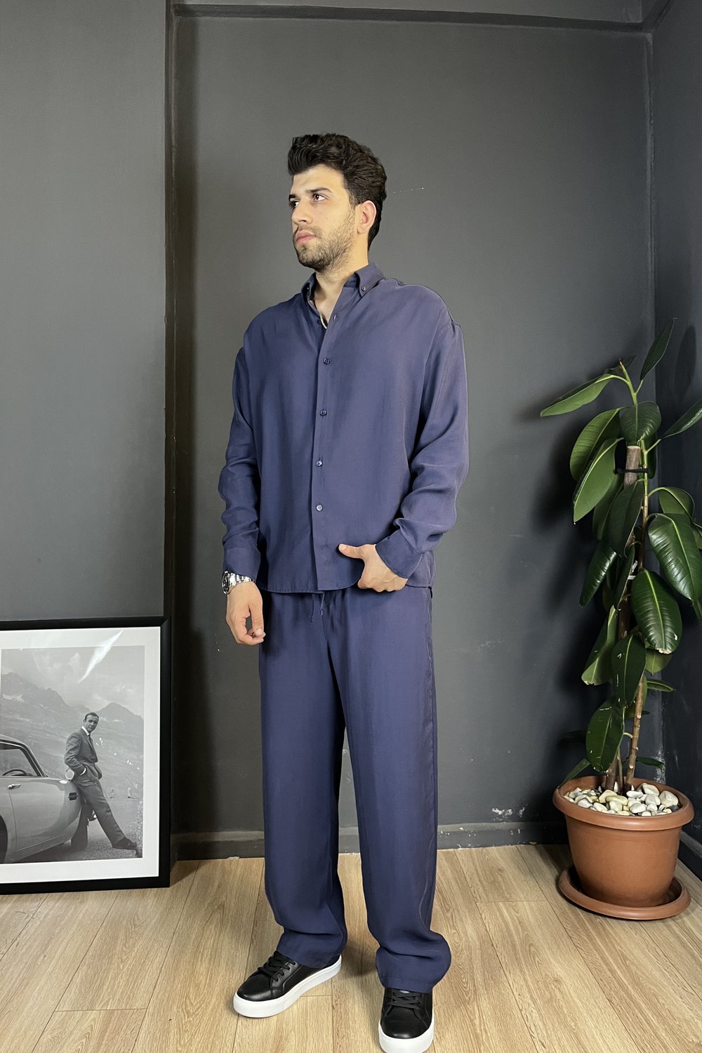 Lacivert Oversize Modal Takım