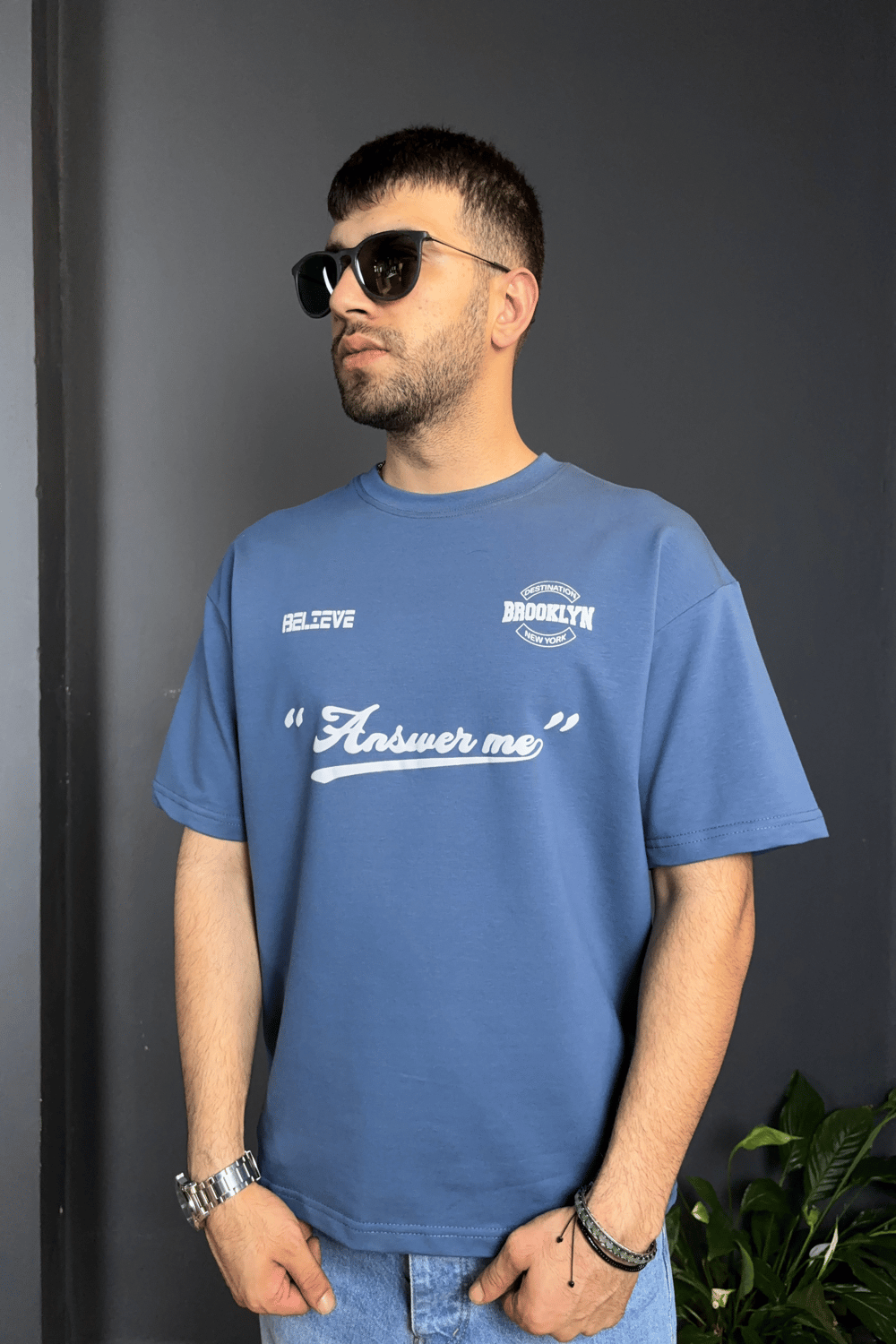 Mavi Brooklyn Baskılı Tişört