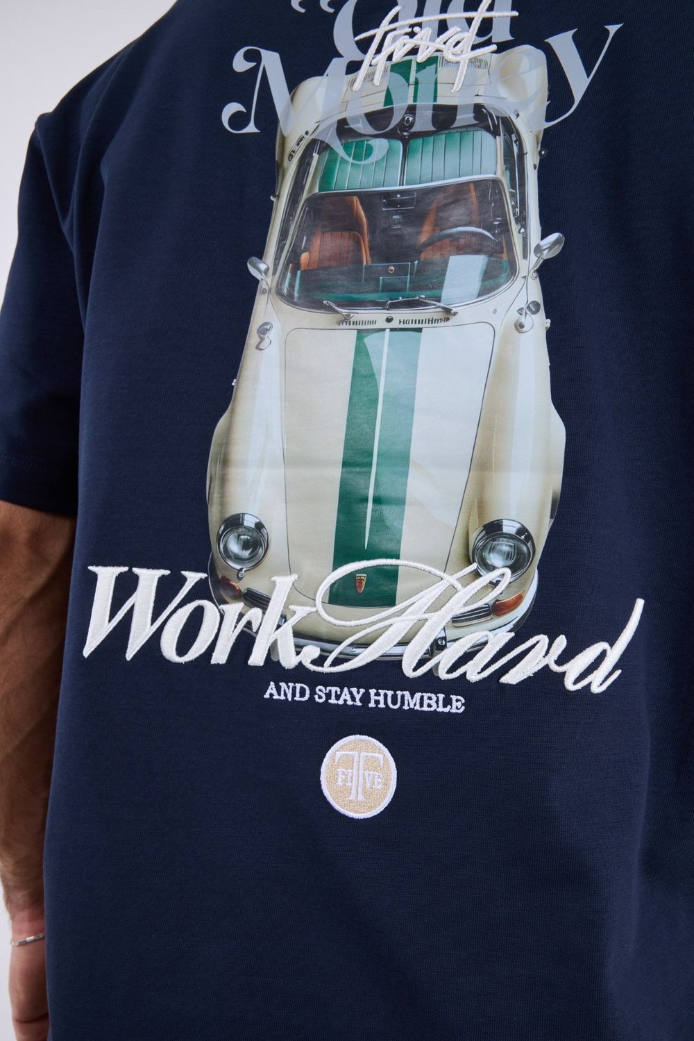 Old Money Porsche Sırt Baskılı T-shirt Lacivert