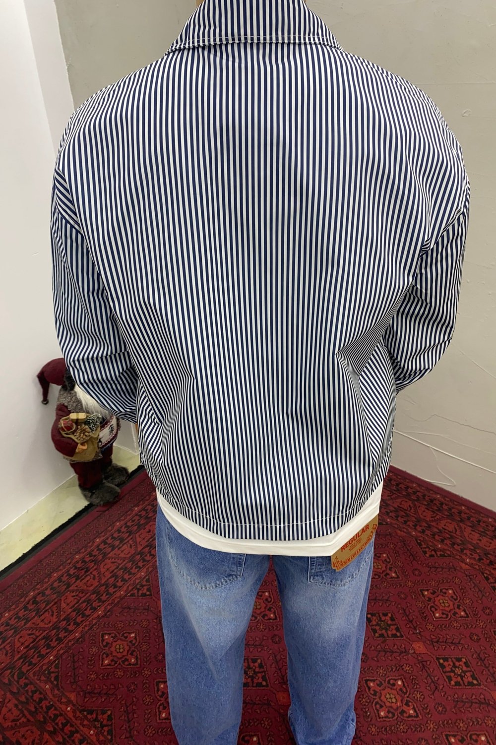 Oversize Nakış Detaylı Çift Fermuarlı Ceket Lacivert