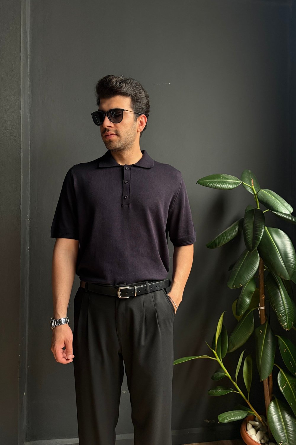 Polo Yaka Düğmeli Basic Triko Tişört