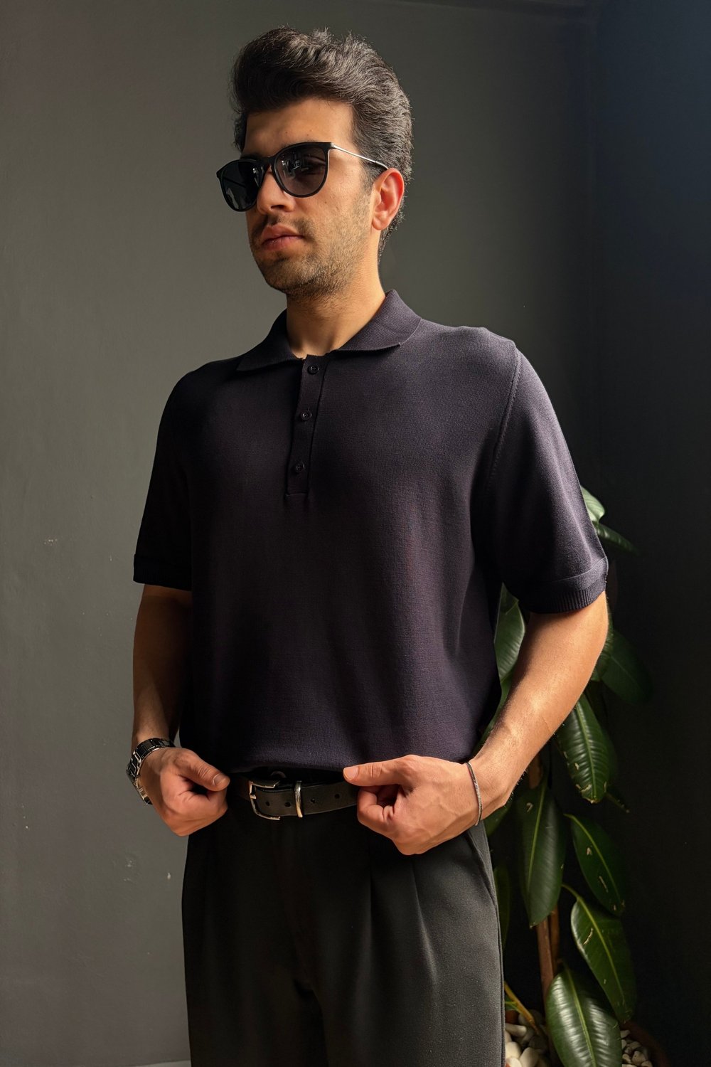 Polo Yaka Düğmeli Basic Triko Tişört