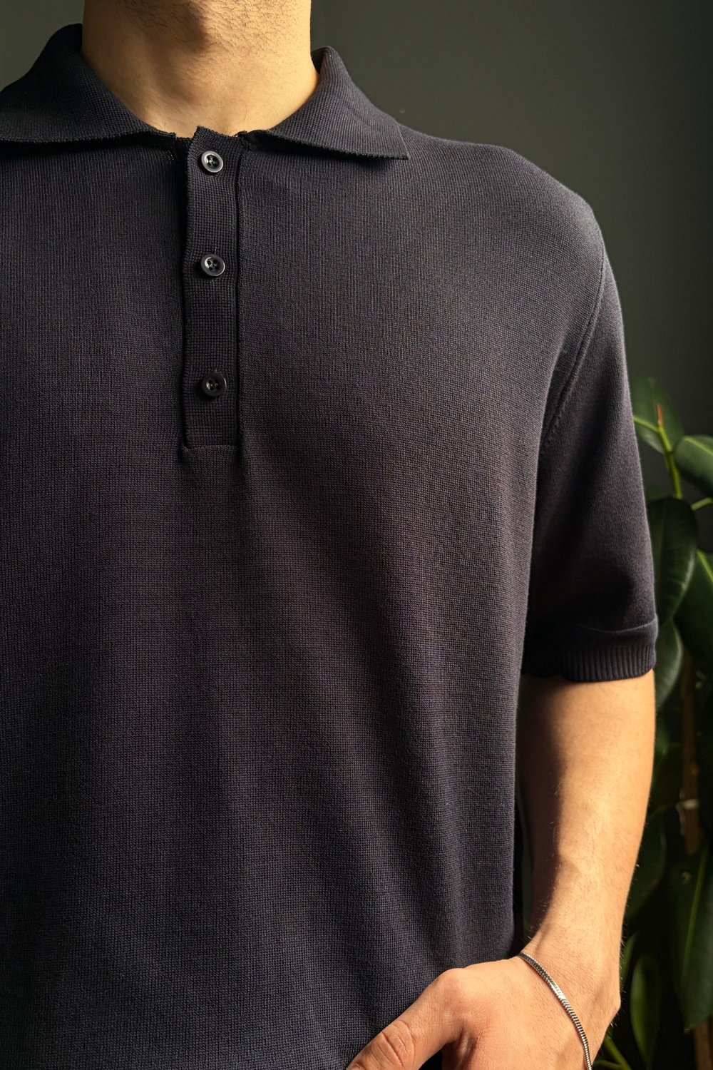 Polo Yaka Düğmeli Basic Triko Tişört