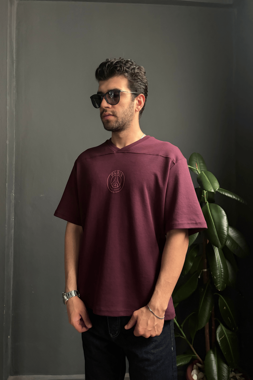 PSG Mürdüm V Yaka Oversize Tişört