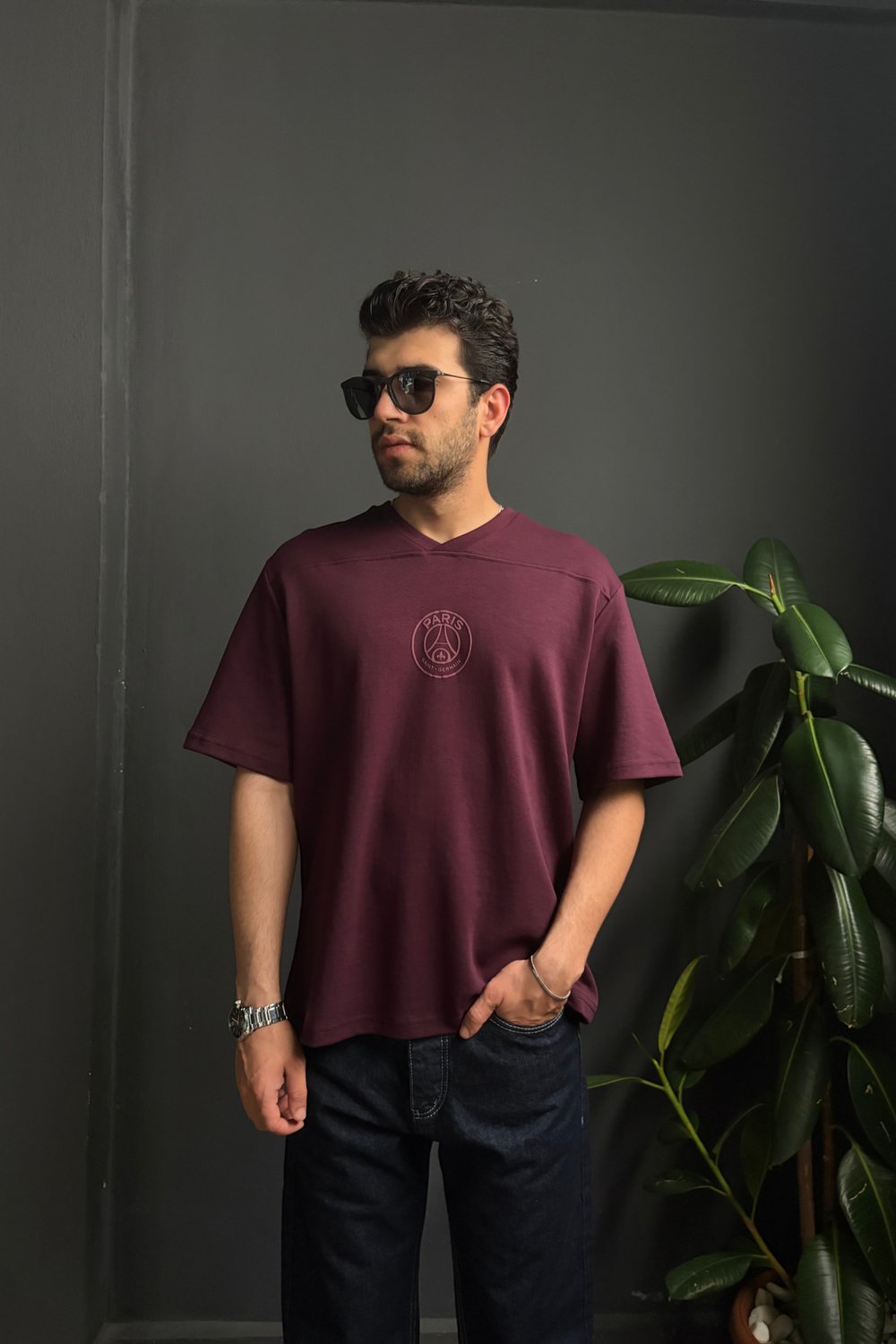PSG Mürdüm V Yaka Oversize Tişört