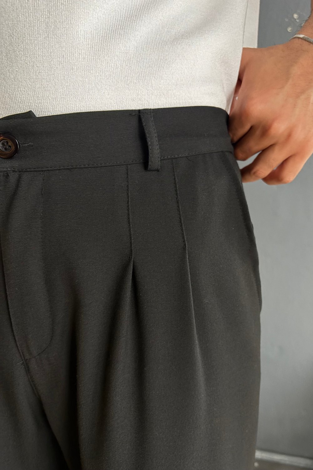 Siyah Baggy Kumaş Pantolon