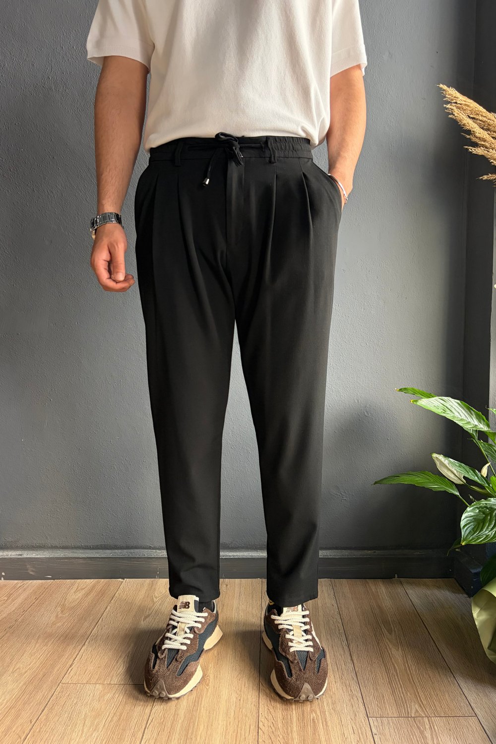 Siyah Boyfriend Kumaş Pantolon