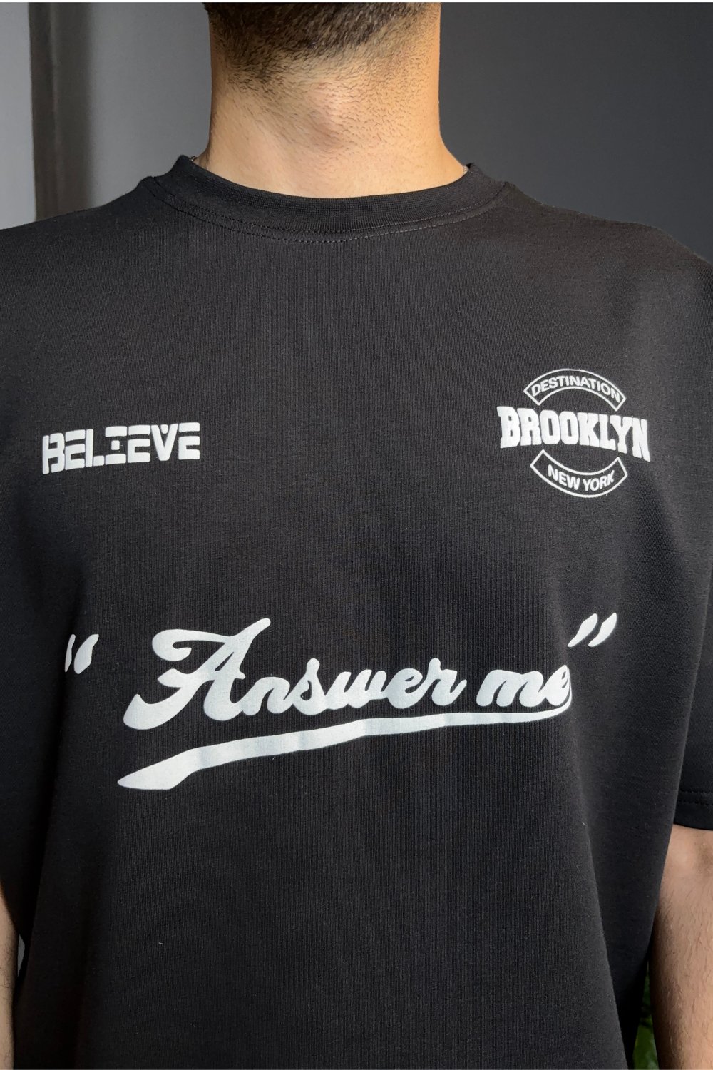 Siyah Brooklyn Baskılı Tişört