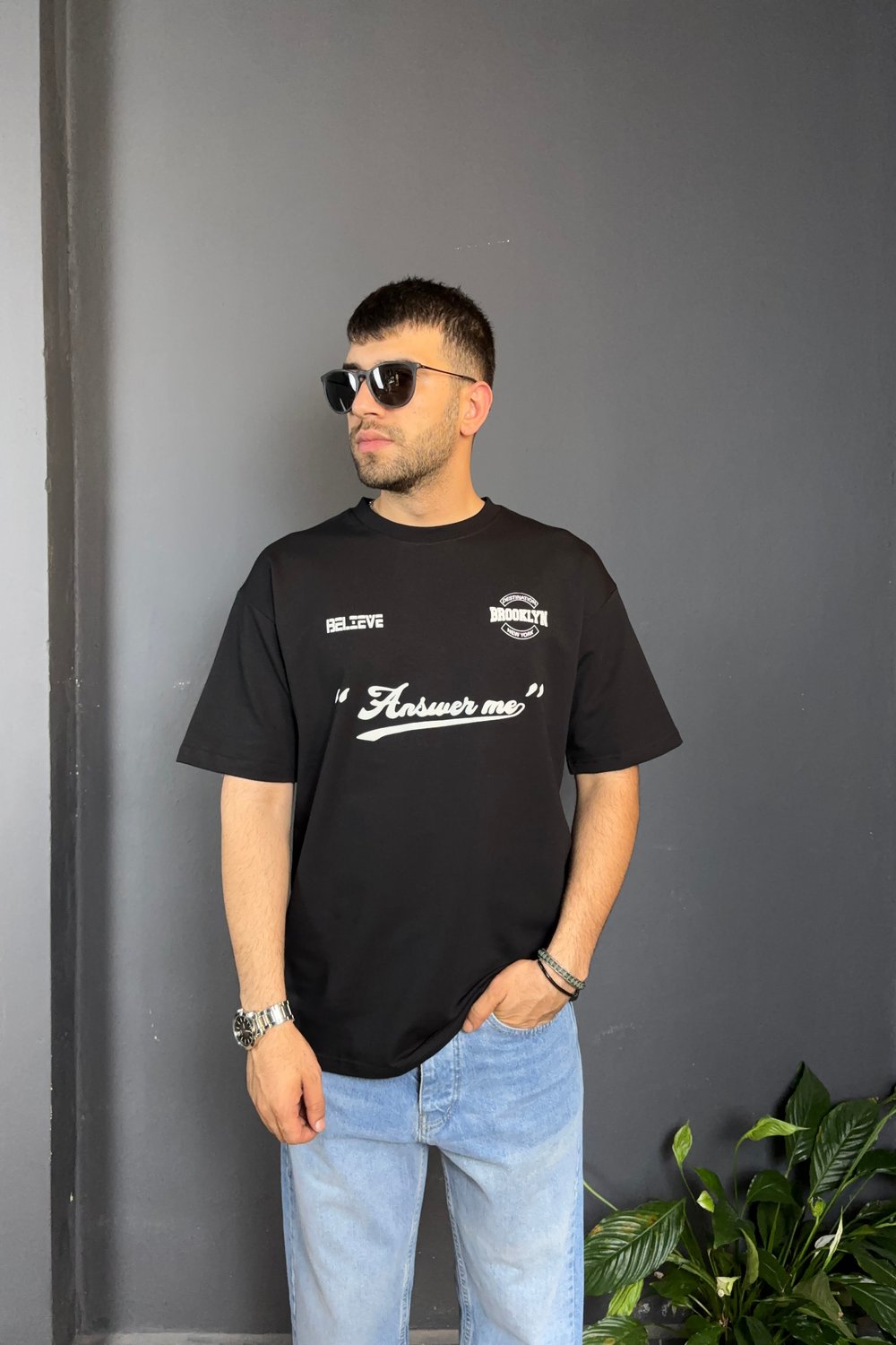 Siyah Brooklyn Baskılı Tişört