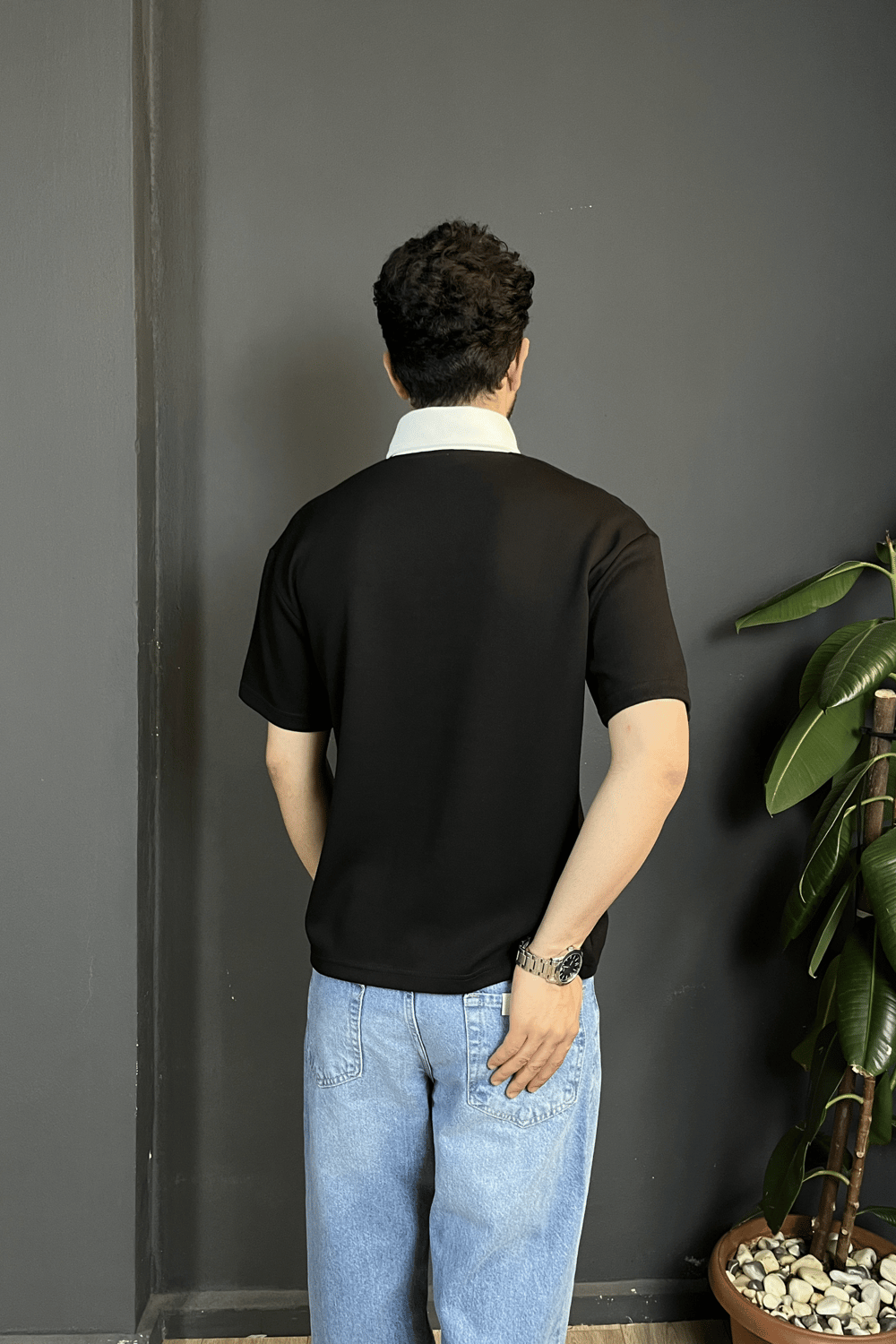 Siyah Çift Patlı Regularfit Polo Yaka Tişört