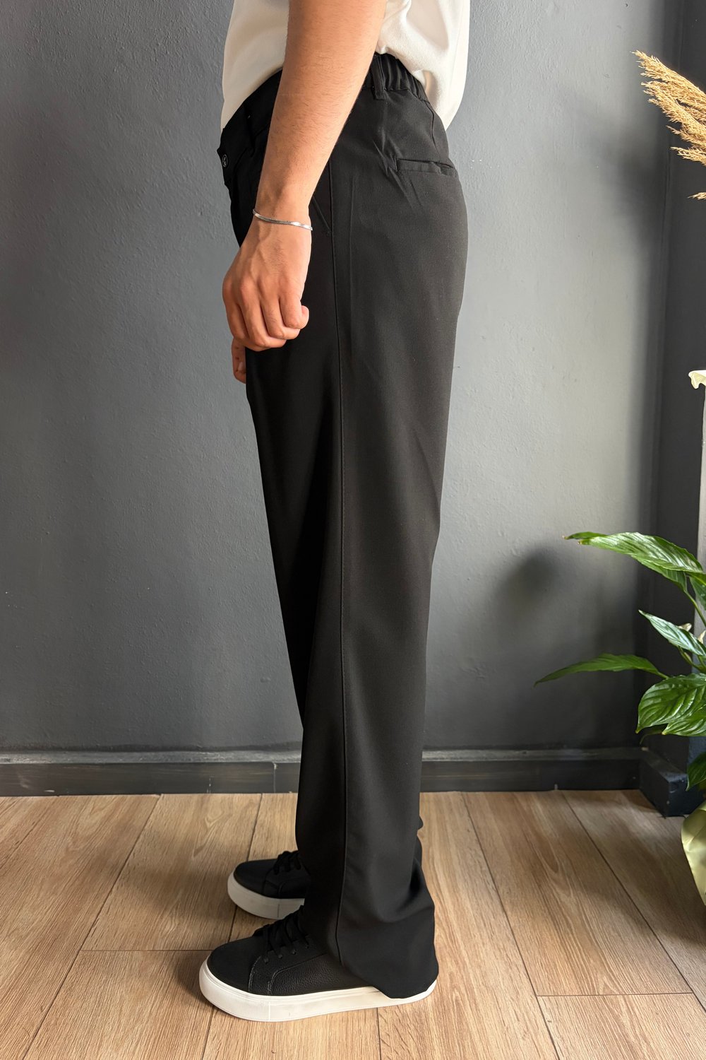 Siyah Exstra Baggy Kumaş Pantolon