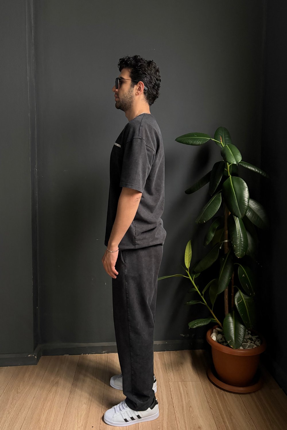Siyah Yıkamalı Eşofman Takımı