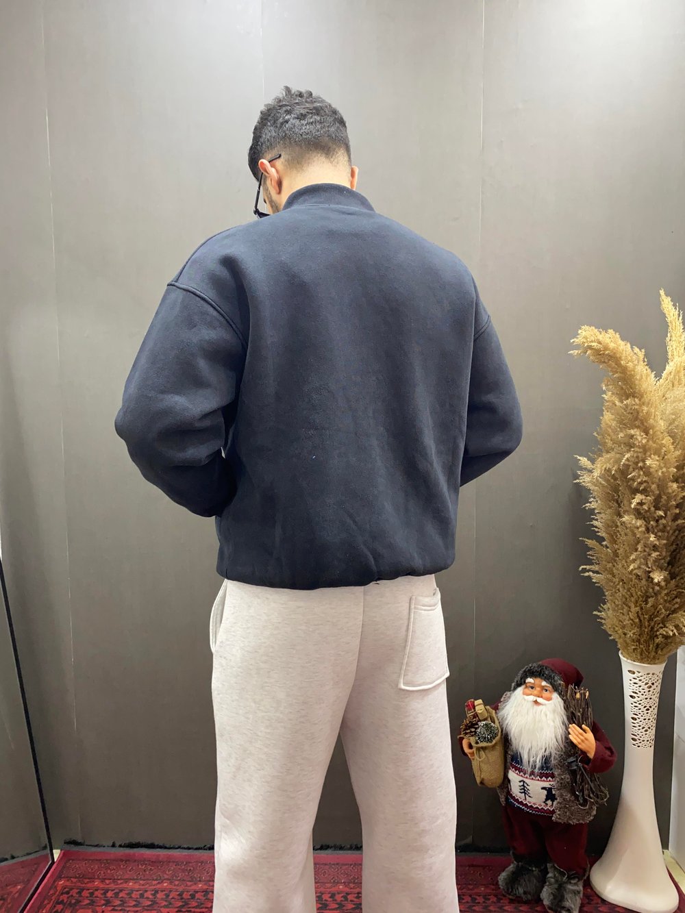Siyah Yıkamalı Oversize Hırka