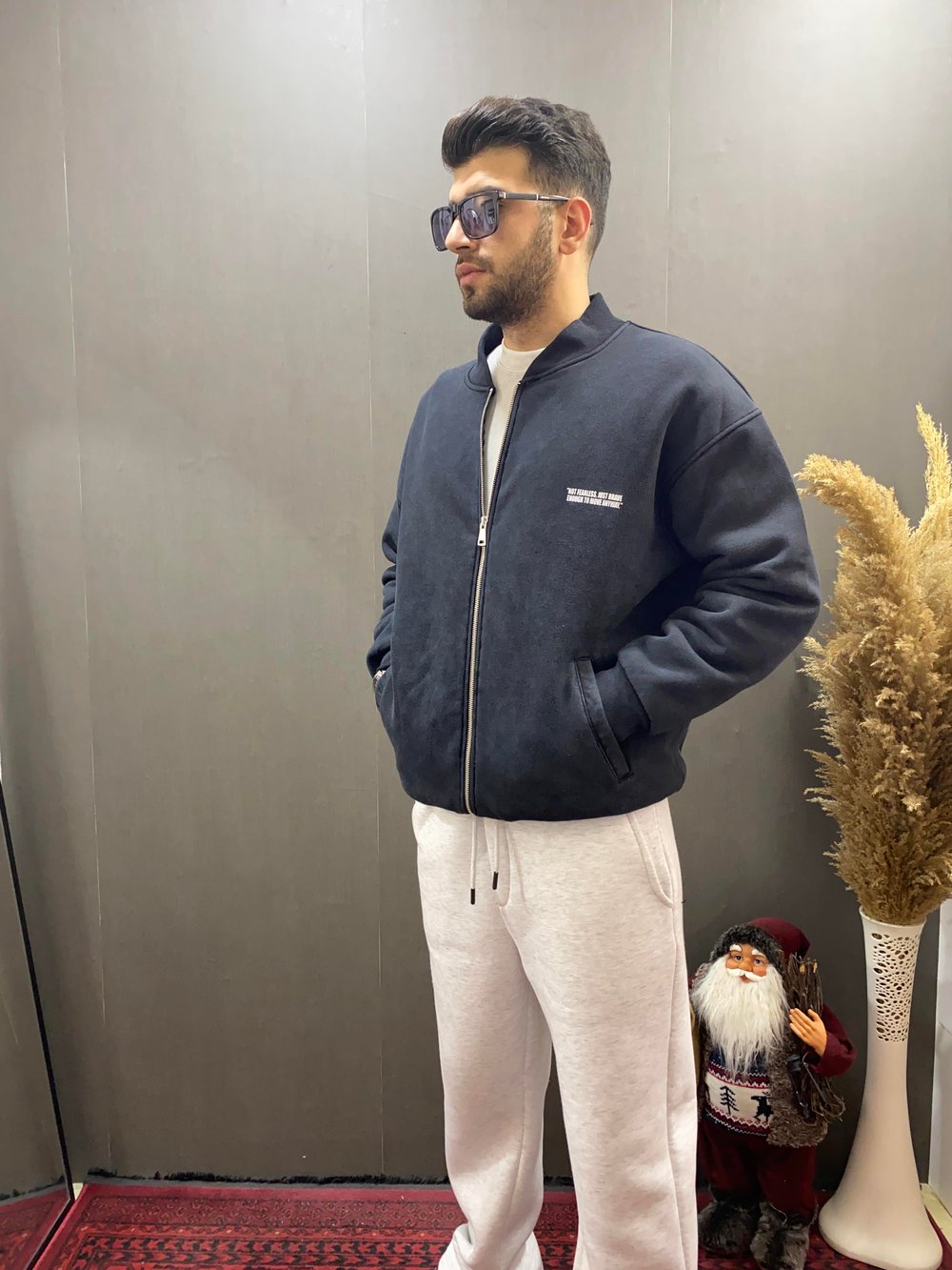 Siyah Yıkamalı Oversize Hırka
