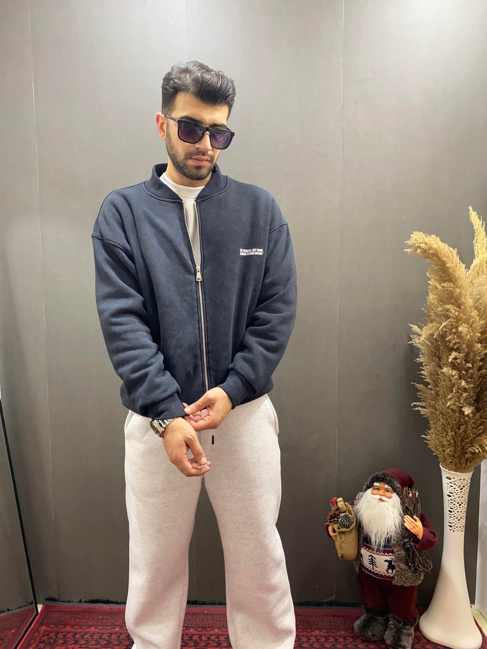 Siyah Yıkamalı Oversize Hırka