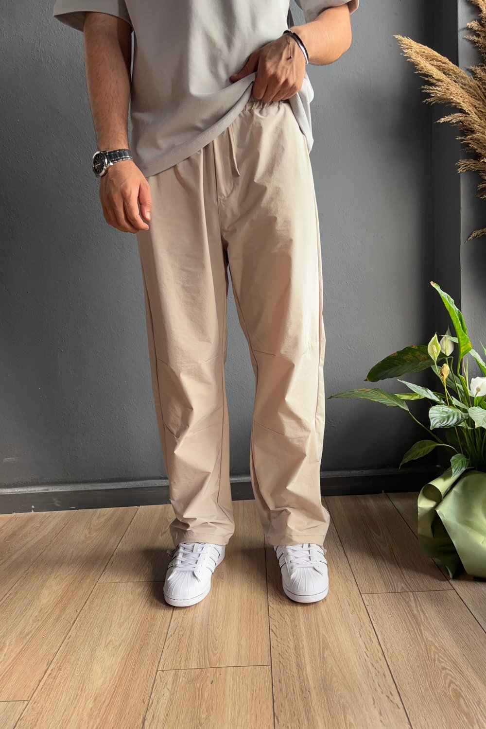 Taş Paraşüt Kumaş Stoper Paça Baggy Pantolon