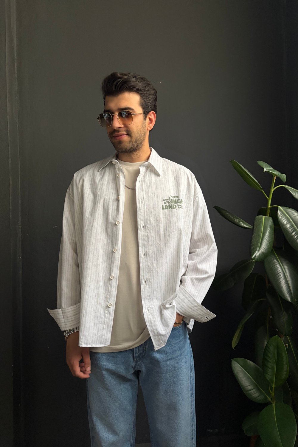 Yeşil The Nıgh Land Club Oversize Tasarım Gömlek