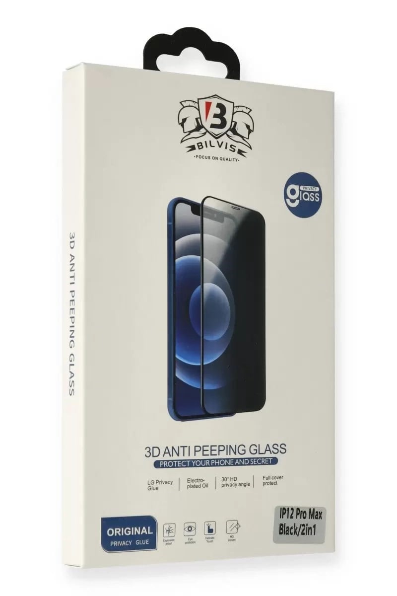 Mey İthalat®   iPhone 12 Mini Bilvis 3D Anti Peeping Hayalet Cam Ekran Koruyucu