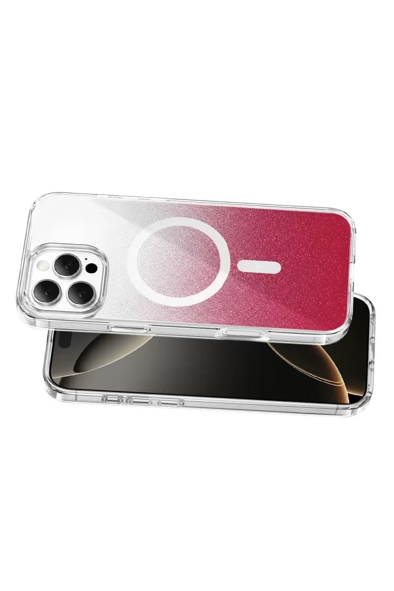Mey İthalat®   iPhone 16 Pro Max Sora Simli Magsafe Kapak - Kırmızı