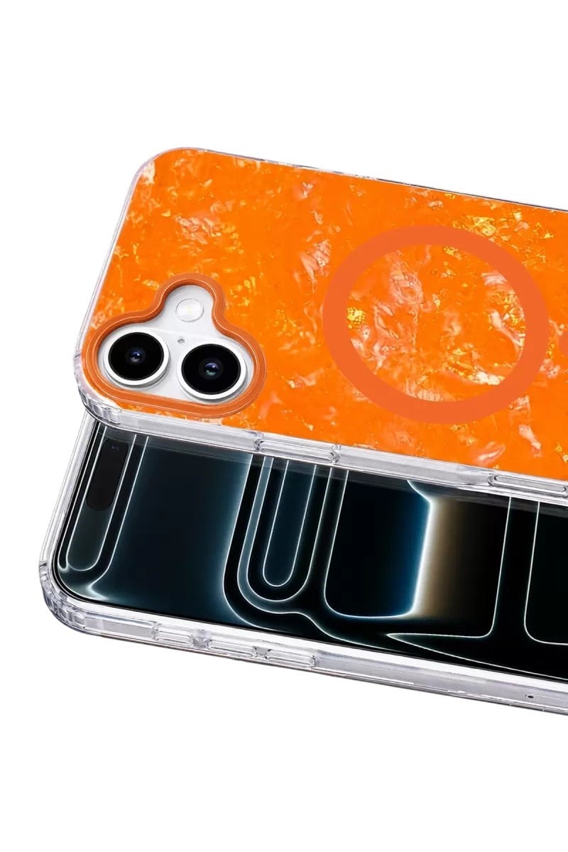 Mey İthalat®   iPhone 17 Mila Dalgalı Magsafe Kapak - Turuncu