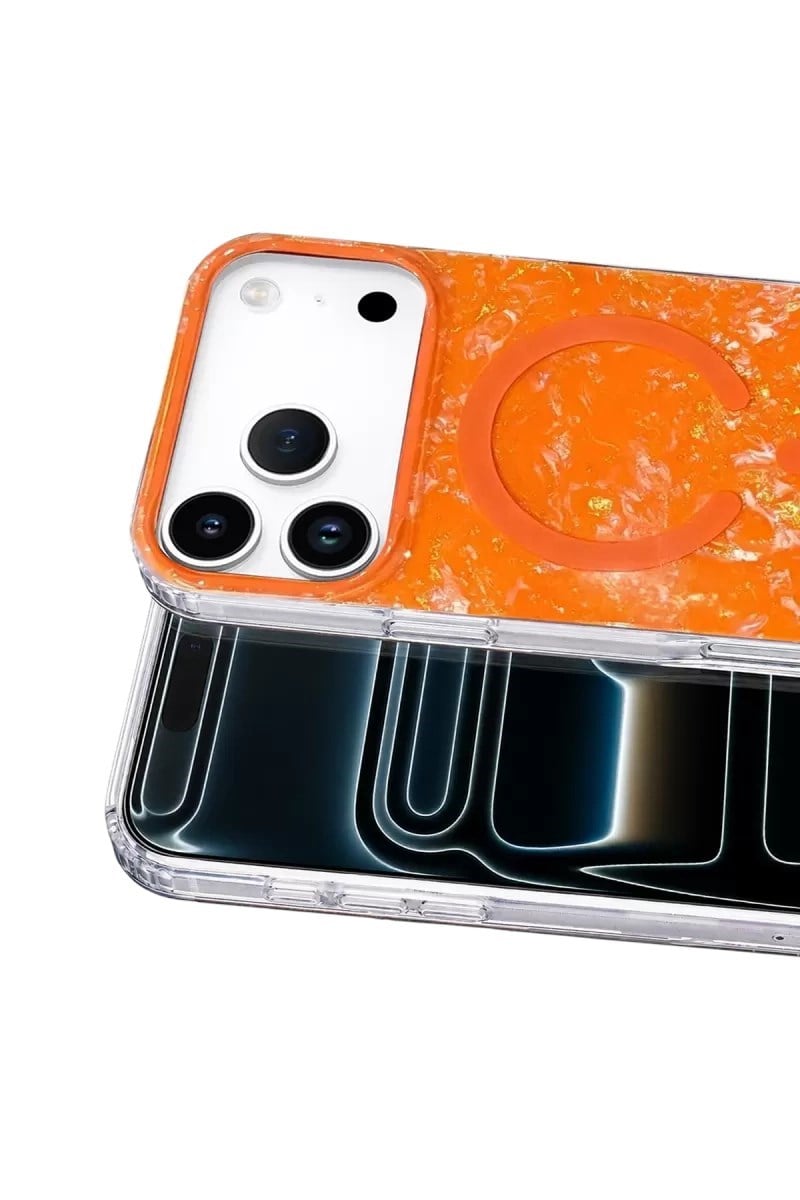 Mey İthalat®   iPhone 17 Pro Max Mila Dalgalı Magsafe Kapak - Turuncu