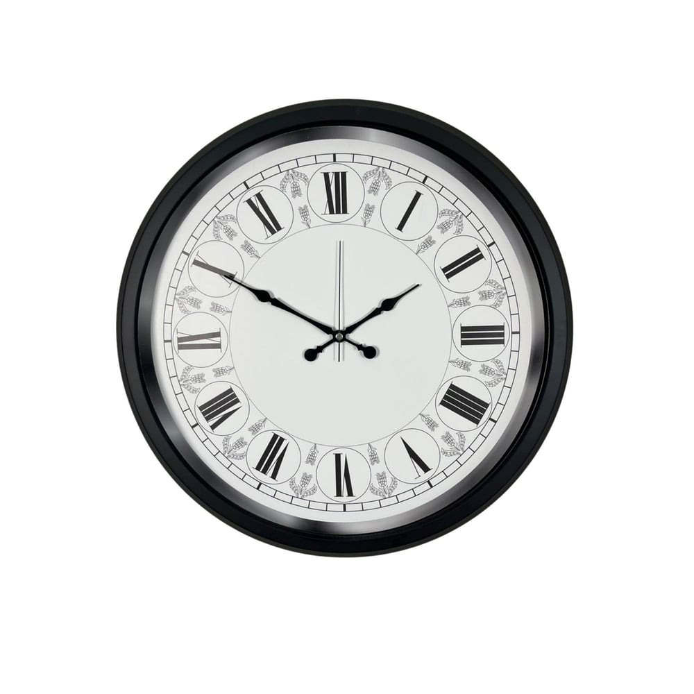 Siyah Motifli 52 Cm Metal Duvar Saati