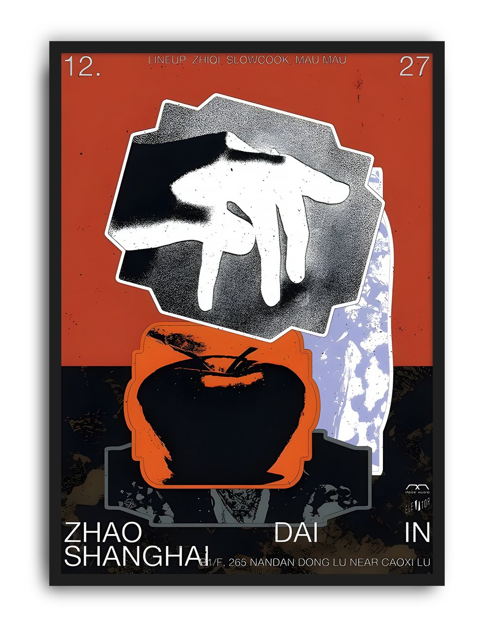 Zhao Shanghai Modern Duvar Tablosu – Turuncu Siyah Abstract Poster