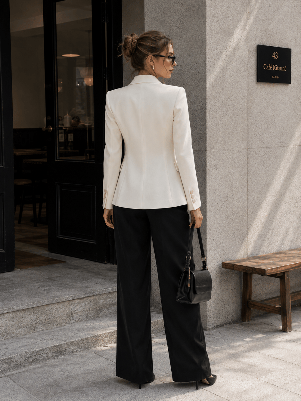 Ivory Ceket Bele Oturan 100% Keten