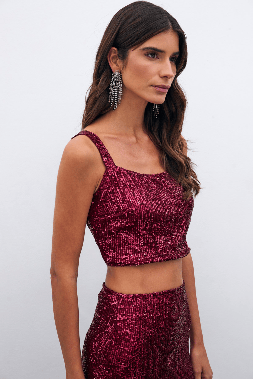 Payetli Crop Bluz - Bordo