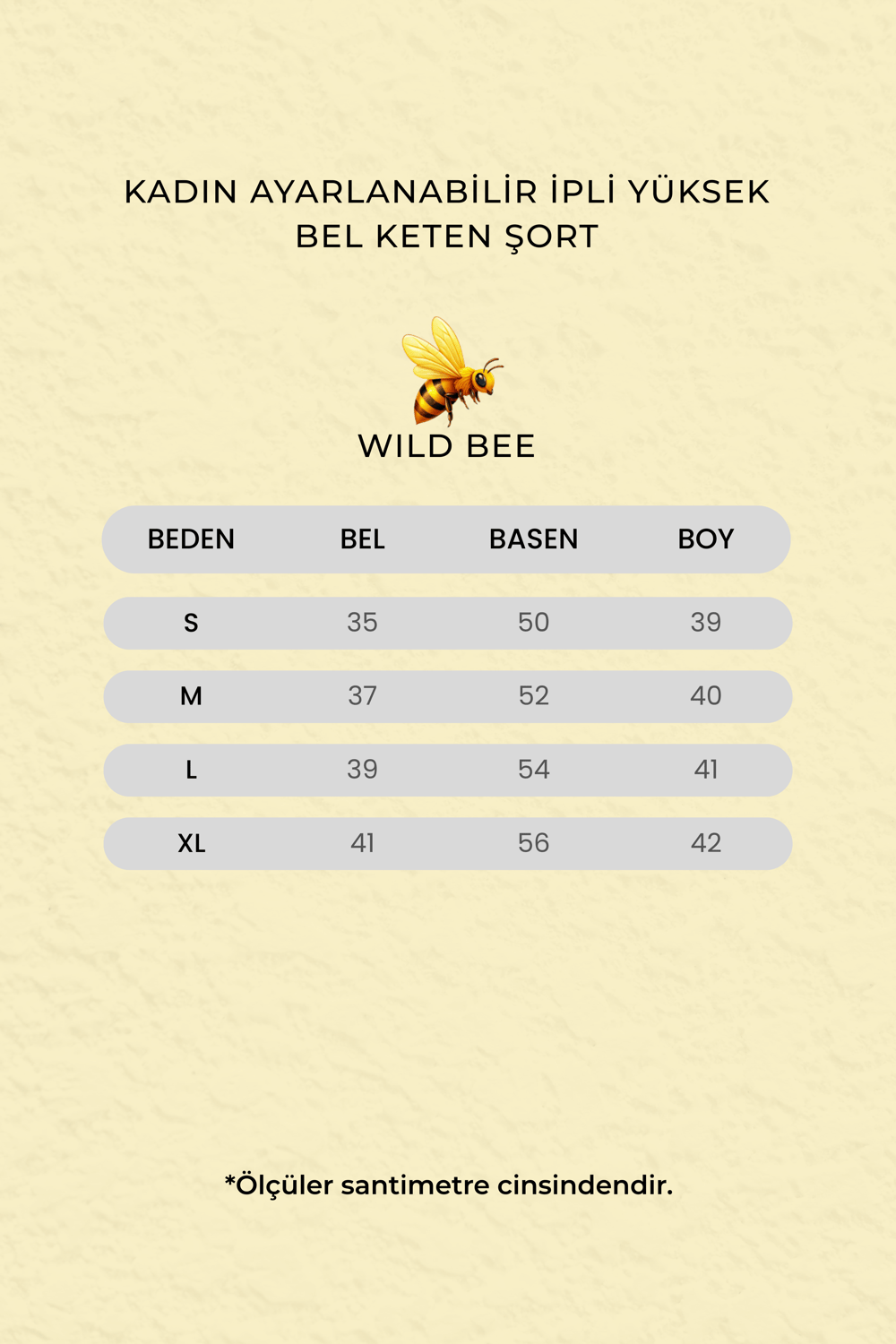 Kadın Bej Ayarlanabilir İpli Yüksek Bel Keten Şort